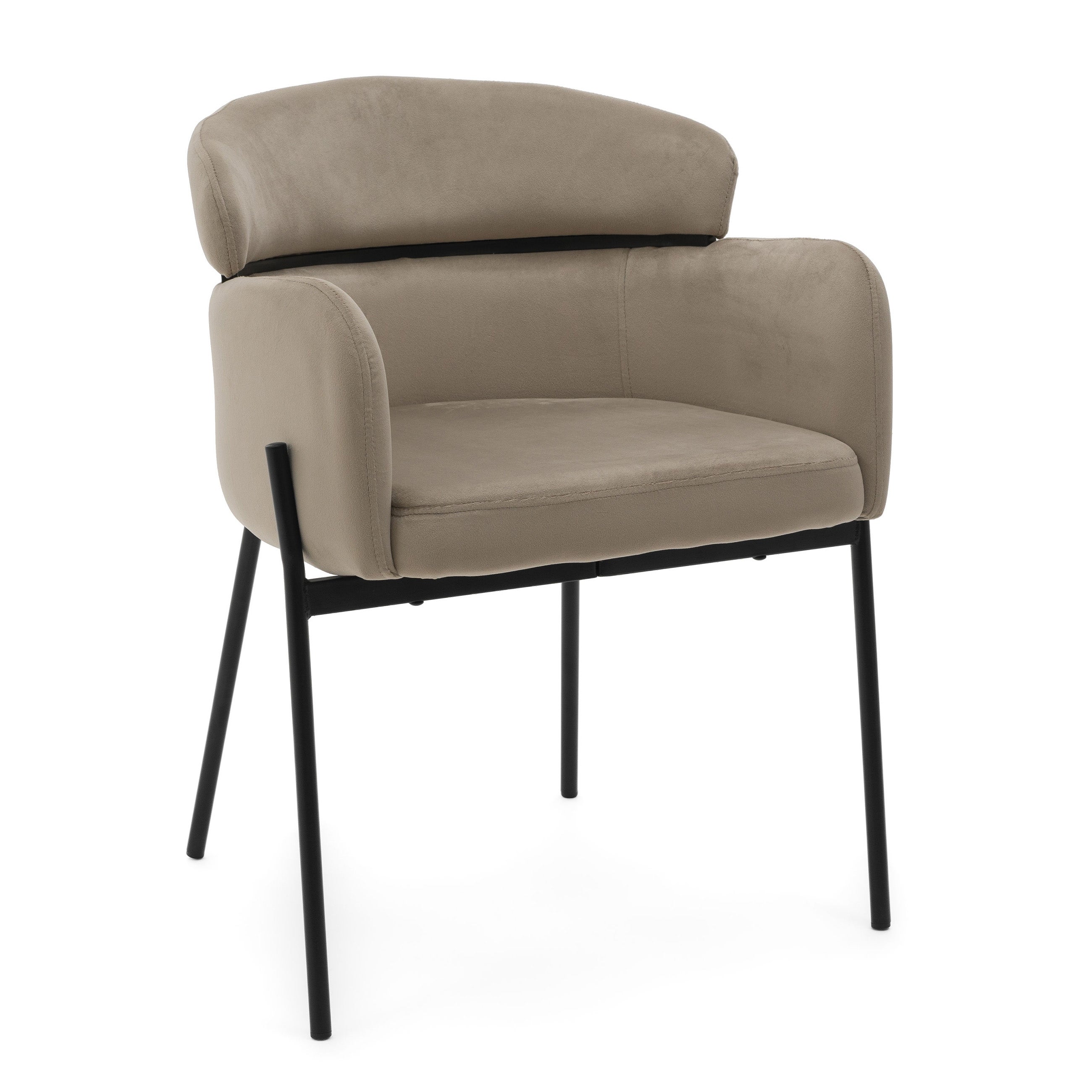 Krzesło tapicerowane welurowe do salonu jadalni BOLZANO ciemnobeżowe