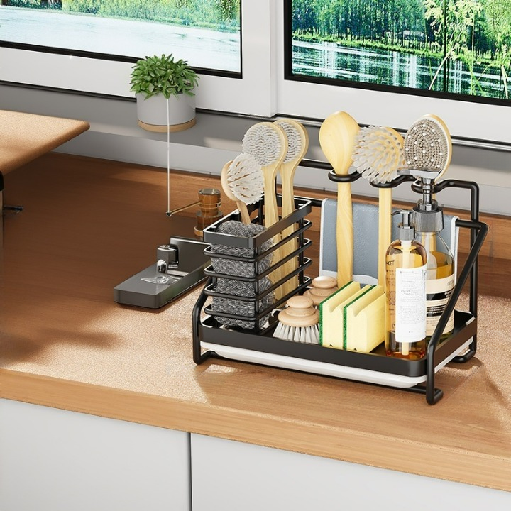 Półka kuchenna ze stali nierdzewnej (wzór falisty) 25*15*17 cm czarna