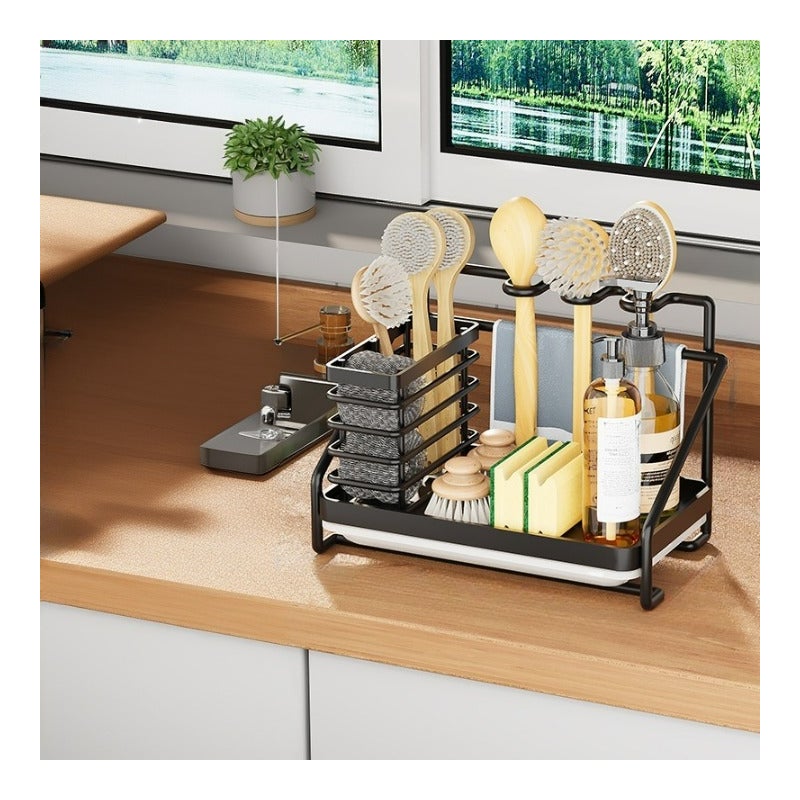 Półka kuchenna ze stali nierdzewnej (wzór falisty) 25*15*17 cm czarna