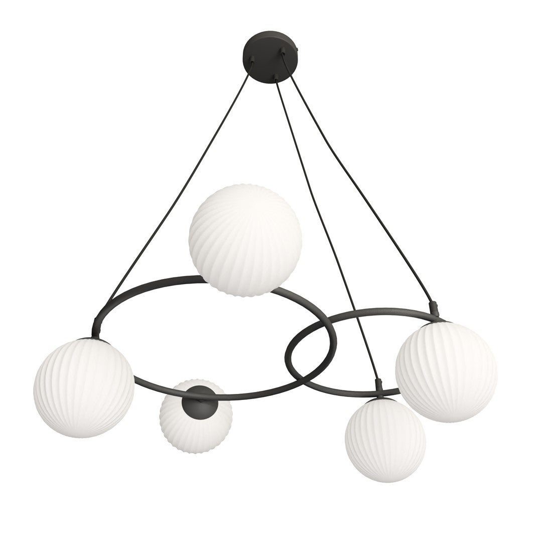 Lampa wisząca LIBRA czarno-biała 5xE14x15W szkło wym:140x70x70cm IP20 Emibig