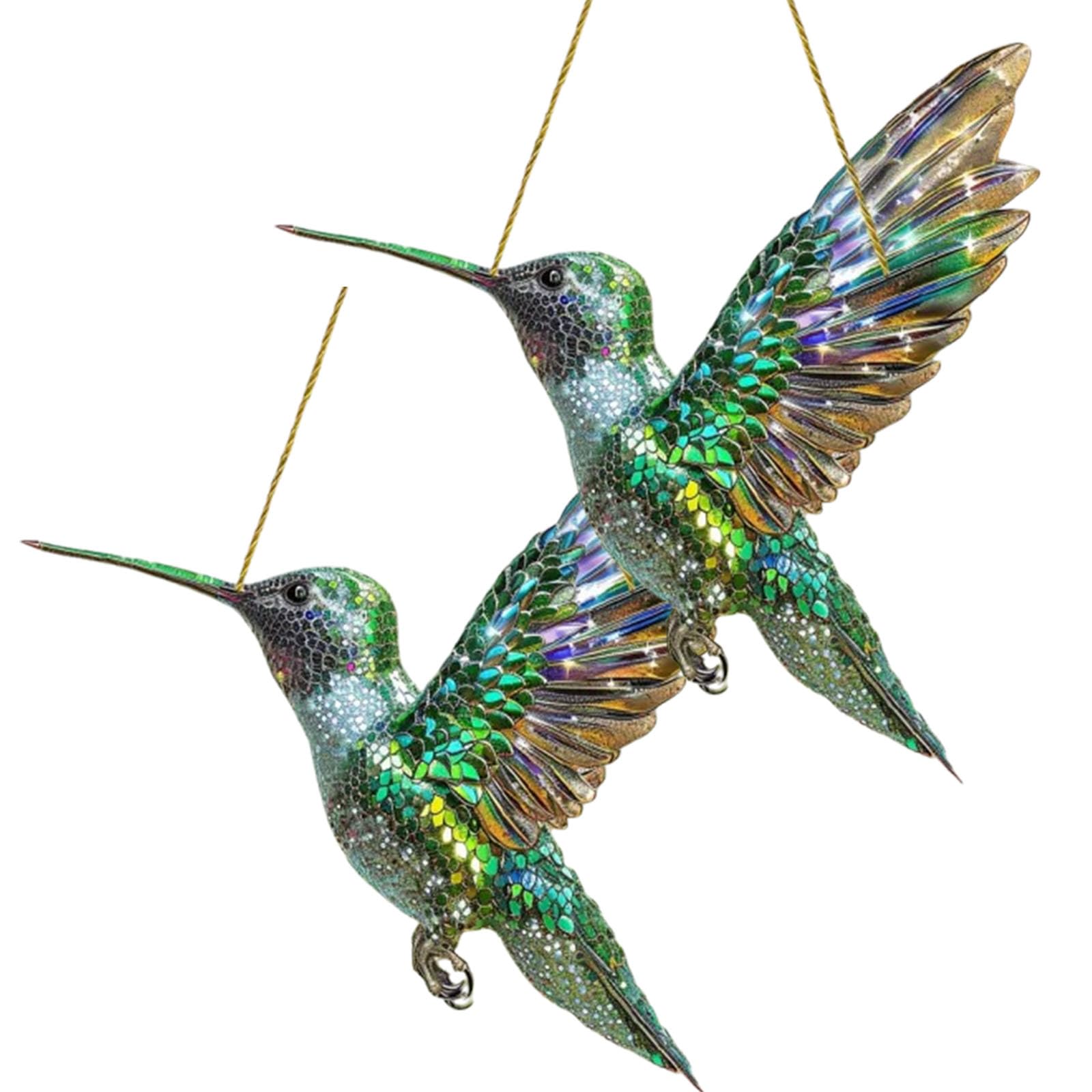 Zestaw 2 akrylowych dekoracji okiennych w kształcie kolibrów, wisząca statuetka kolibra, duchowe ptaki Sherum, do dekoracji ogrodu