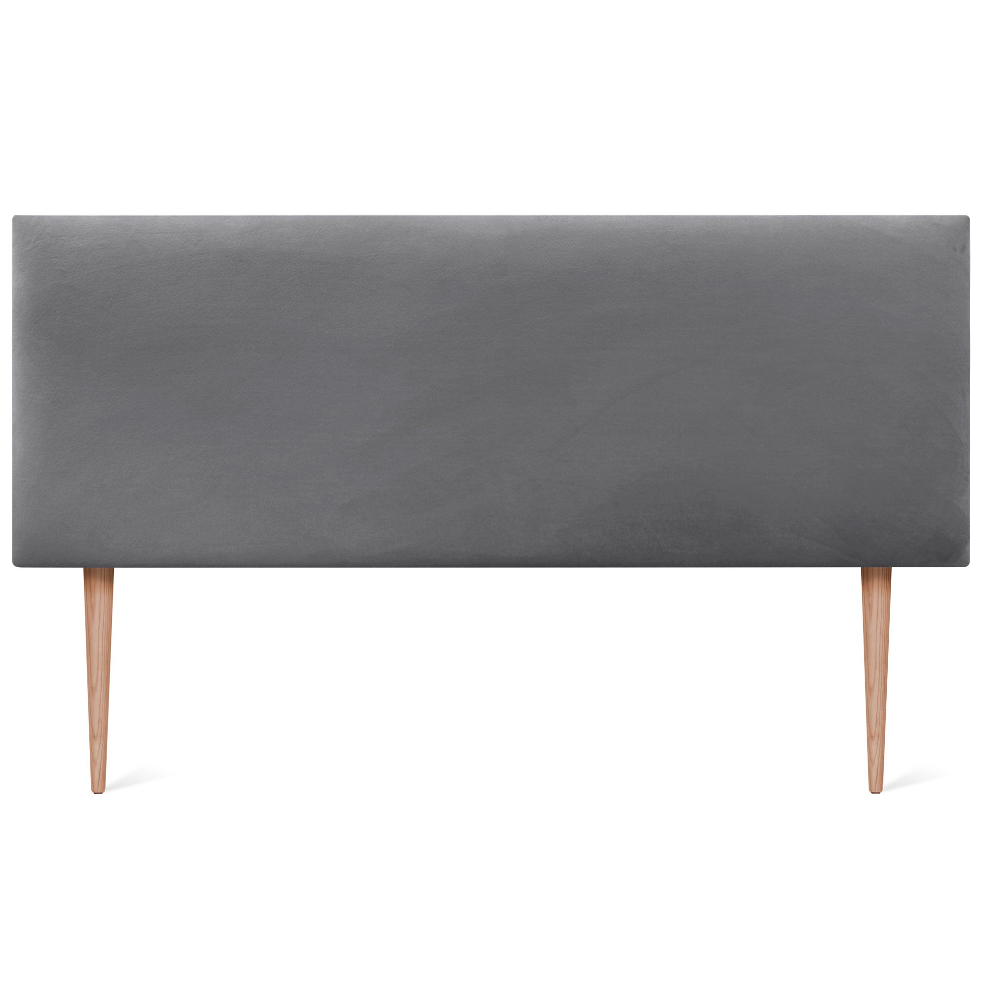 DHOME Testiera in Velluto Liscio con Gambe Camera da letto Imbottita con Testiera Imbottita Moderna di Fascia Alta (Grigio Cenere, 145x105cm) - 3