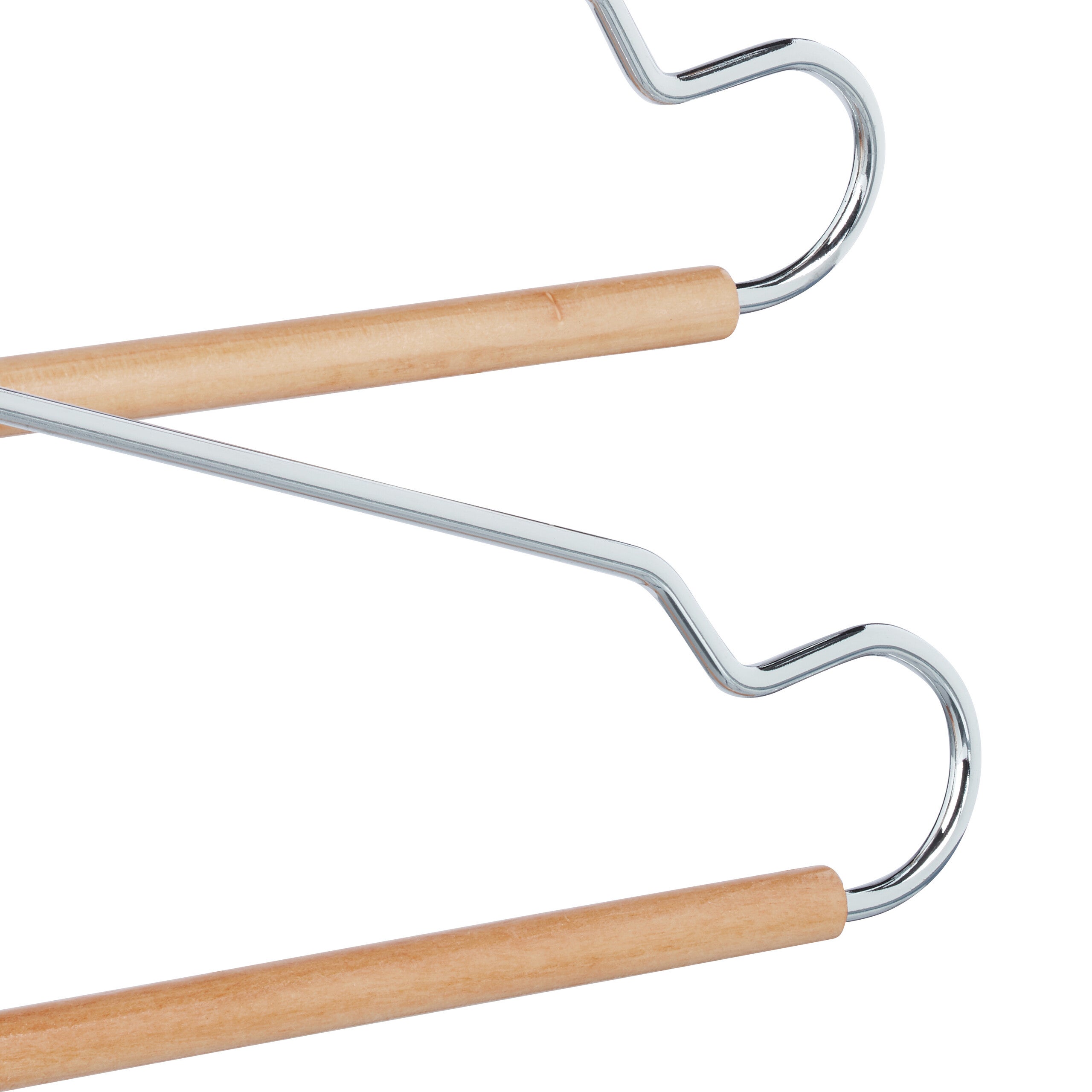 Cintre multiples set de 2 cintre multifonctions avec 4 cintres chemises crochet métal bois de lotus, nature, Relaxdays - 8