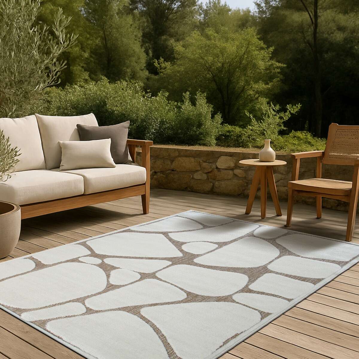 Tappeto moderno con motivo iceberg in rilievo crema 80x200 - 2