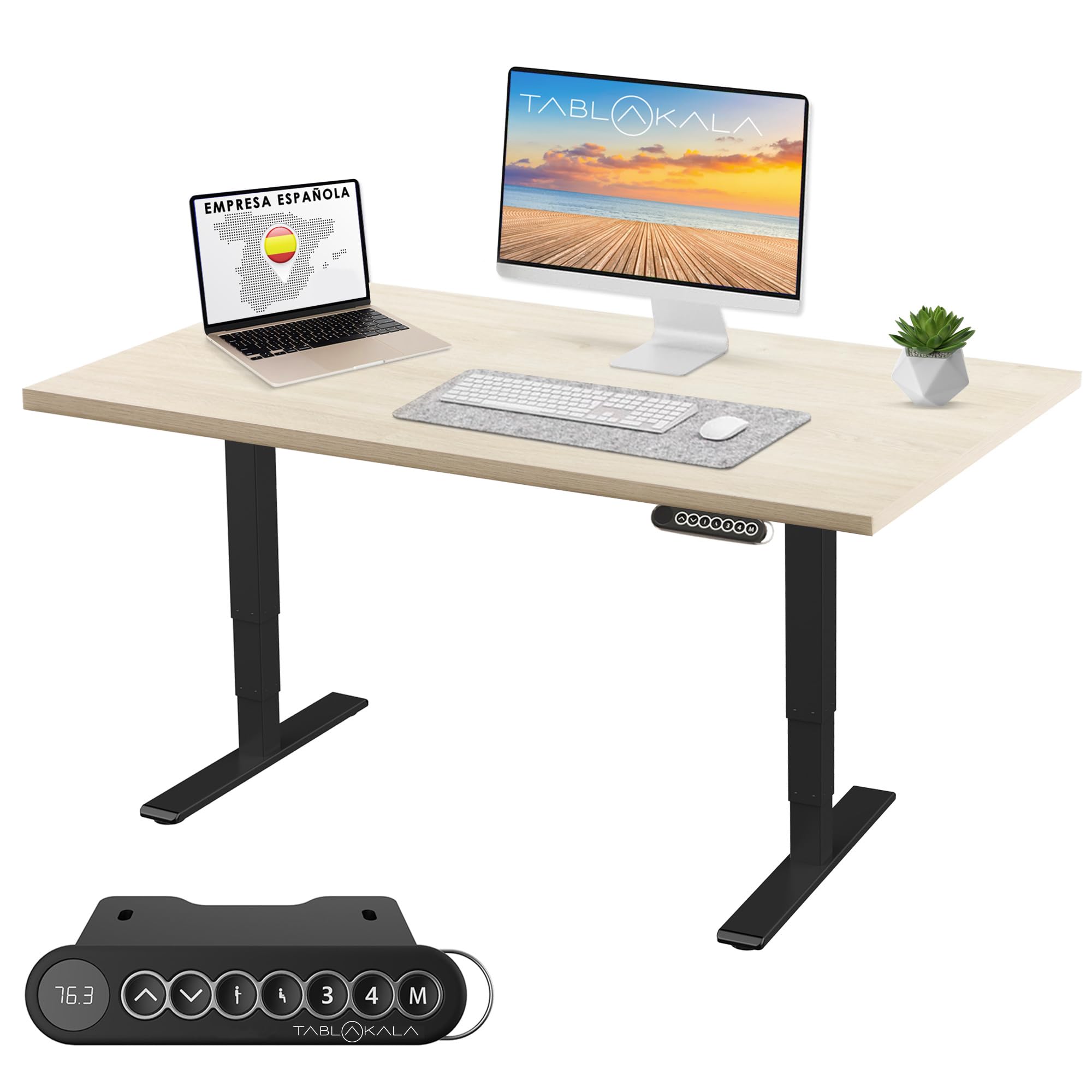 Scrivania Elettrica Regolabile Altezza Motori Nero Panello