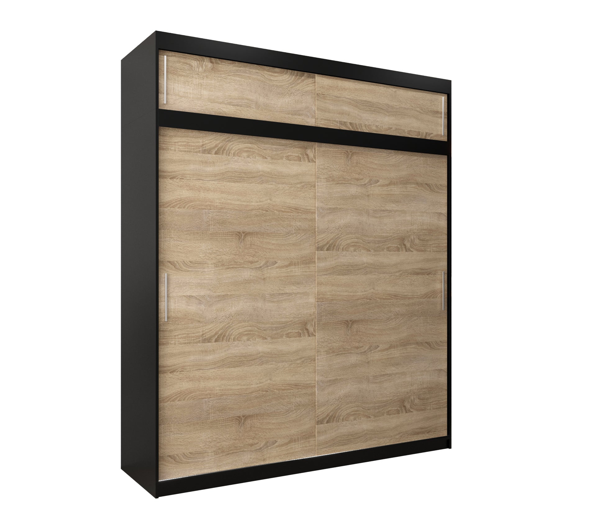 Szafa przesuwna z nadstawką garderoba TOKYO 200 x 62 x 240 cm Czarny + Sonoma - Abiks Meble