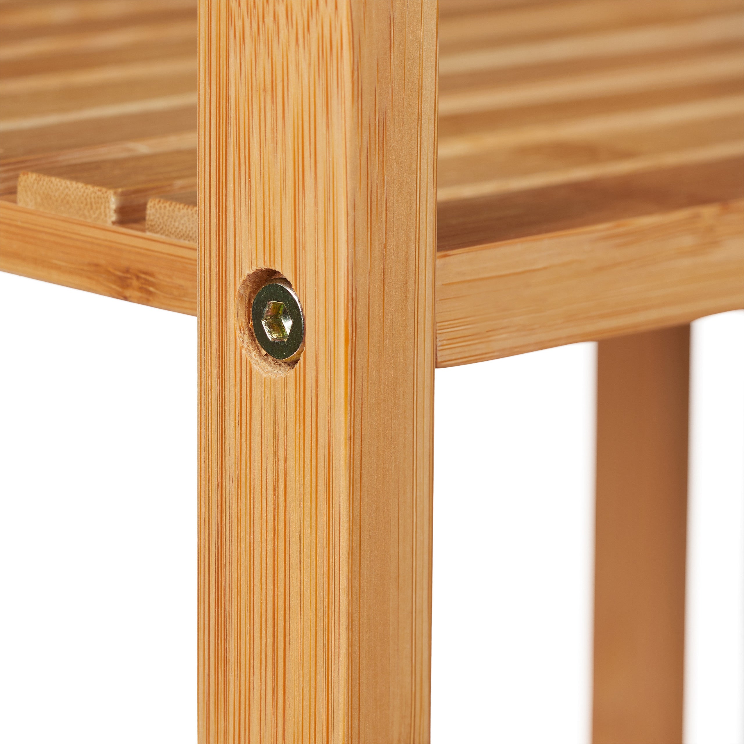 Etagère de salle de bain avec corbeille, bambou, 4 étages, panier amovible, 80,5 x 80 x 33,5 cm, nature/gris, Relaxdays - 7