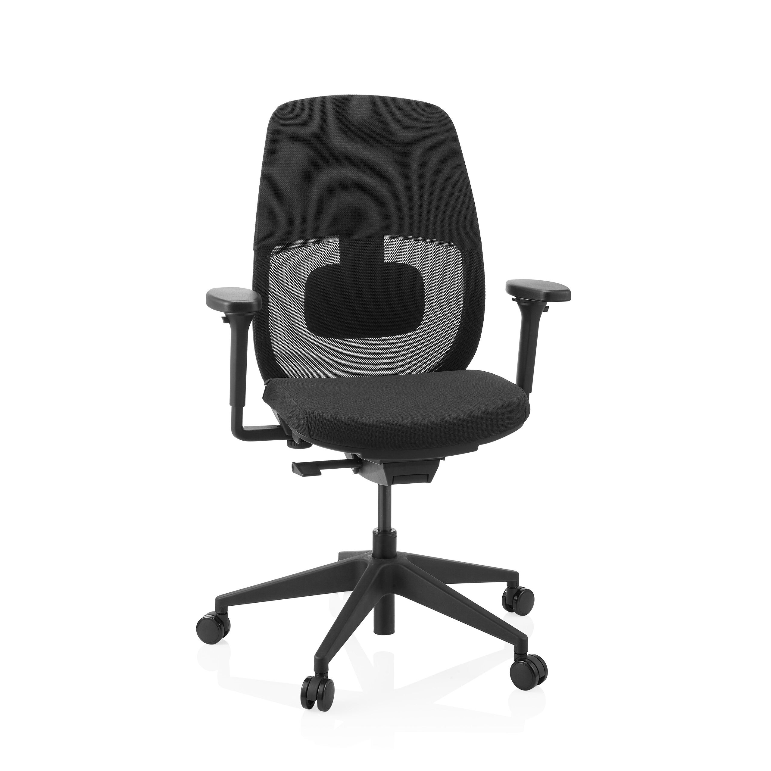 Ergonomiczne krzes?o biurowe Skandis bez zag?ówka czarne / czarna podstawa hjh OFFICE