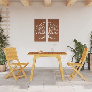 Lot De 3 Chaises De Jardin Pliantes En Bois De Teck Massif Avec Coussins Gris - VidaXL - Pour Terrasse, Patio, Extérieur