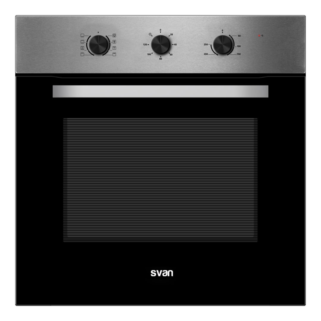 Horno multifunción svan, shm86500x, capacidad 65 litros, 3000 w, 8 programas, interior esmaltado, fácil limpieza, eficiencia energética clase a