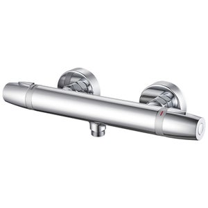 Auralum Max Mitigeur de Douche Thermostatique à Fixation Murale Anti-brûlure, Robinet d'Eau Chaude/Froide,Température Constante de 38°,Chromé