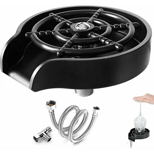 Zmywarka do szkła, zlewozmywak do szkła z przyłączem typu T i wężem 60 cm, czarny