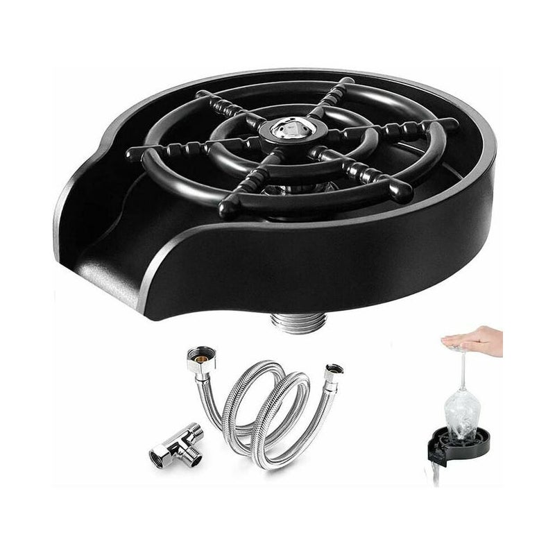 Zmywarka do szkła, zlewozmywak do szkła z przyłączem typu T i wężem 60 cm, czarny