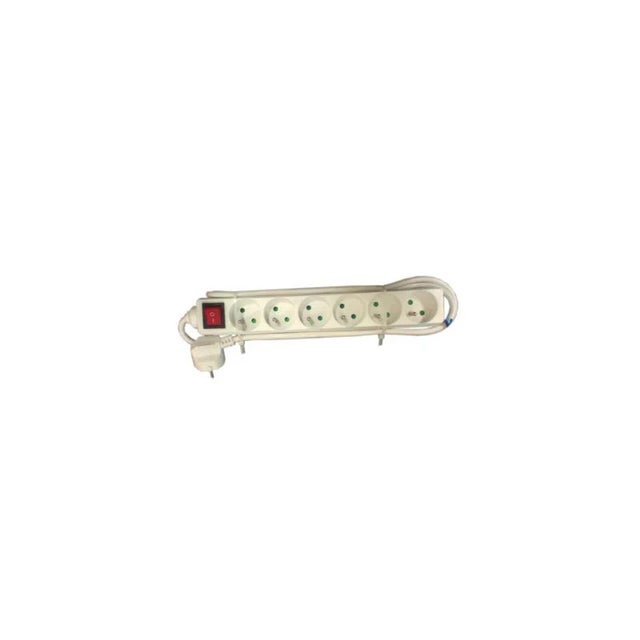 BLOC 6 PRISES 2P+T 16A AVEC INTERRUPTEUR 1M BLANC
