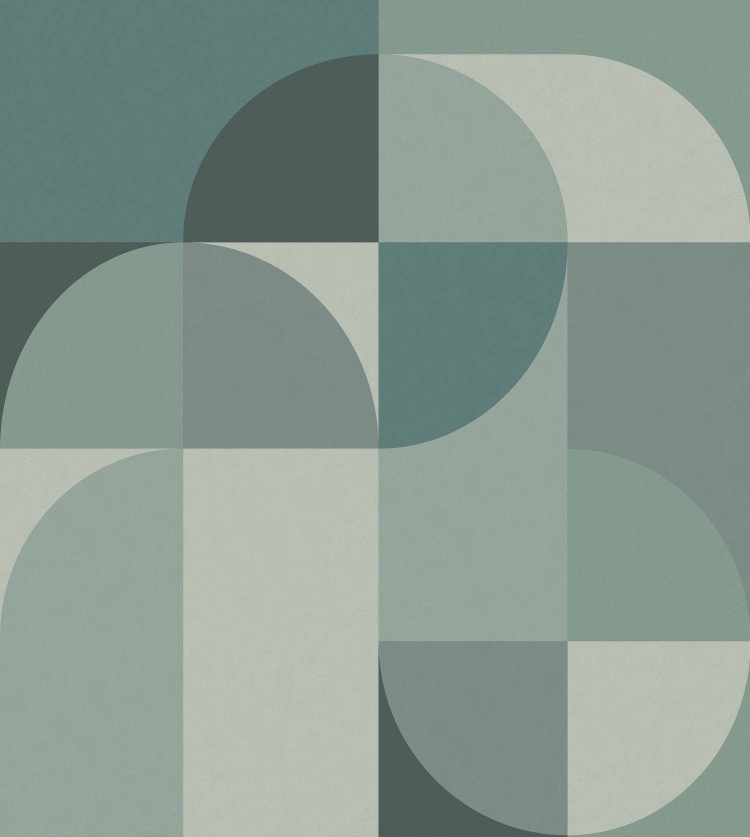 Fototapeta koła w stylu Bauhaus szaro-turkusowym - 250 x 279 cm - ORIGIN