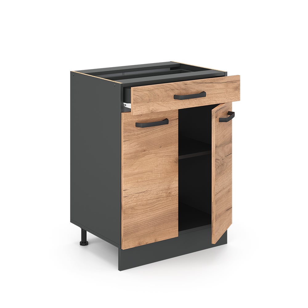 Vicco Meuble cuisine R-Line, Chêne de force doré, 60cm avec tiroir, sans PT - 4