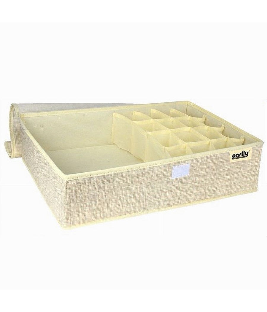 Trade Shop - Porta Oggetti Tessuto Organizer Contenitore Biancheria 17 Posti 48x28x11cm 69722 - - 4