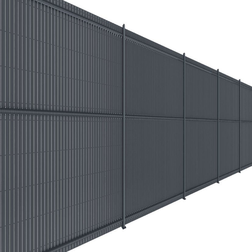 Kit occultant rigides - Lg 2m50 x Ht 1m93 - PVC - gris anthracite - compatible grille Natérial - brise vue - maille 200x55mm - 4