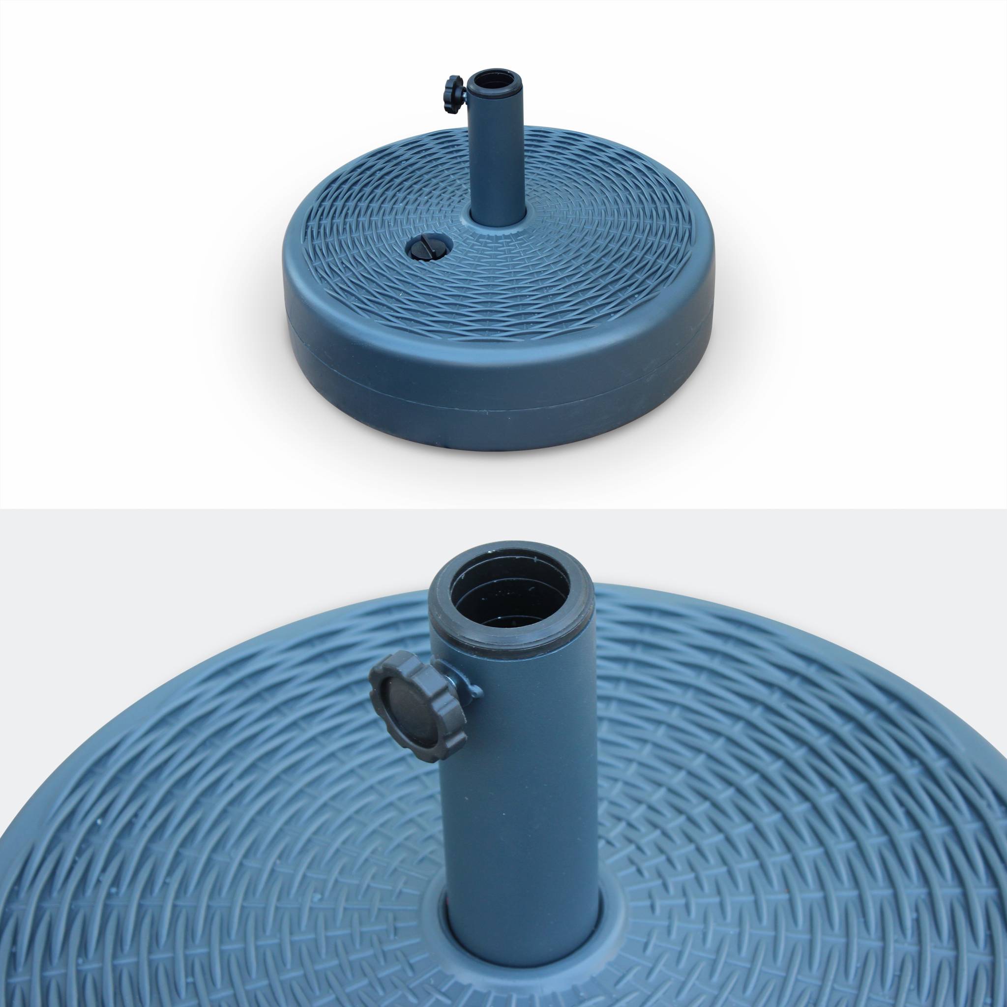 Pied de parasol plastique - Pedibus gris - Base remplissable pour parasol à mât central. aspect résine tressée PEDIBUS - 2