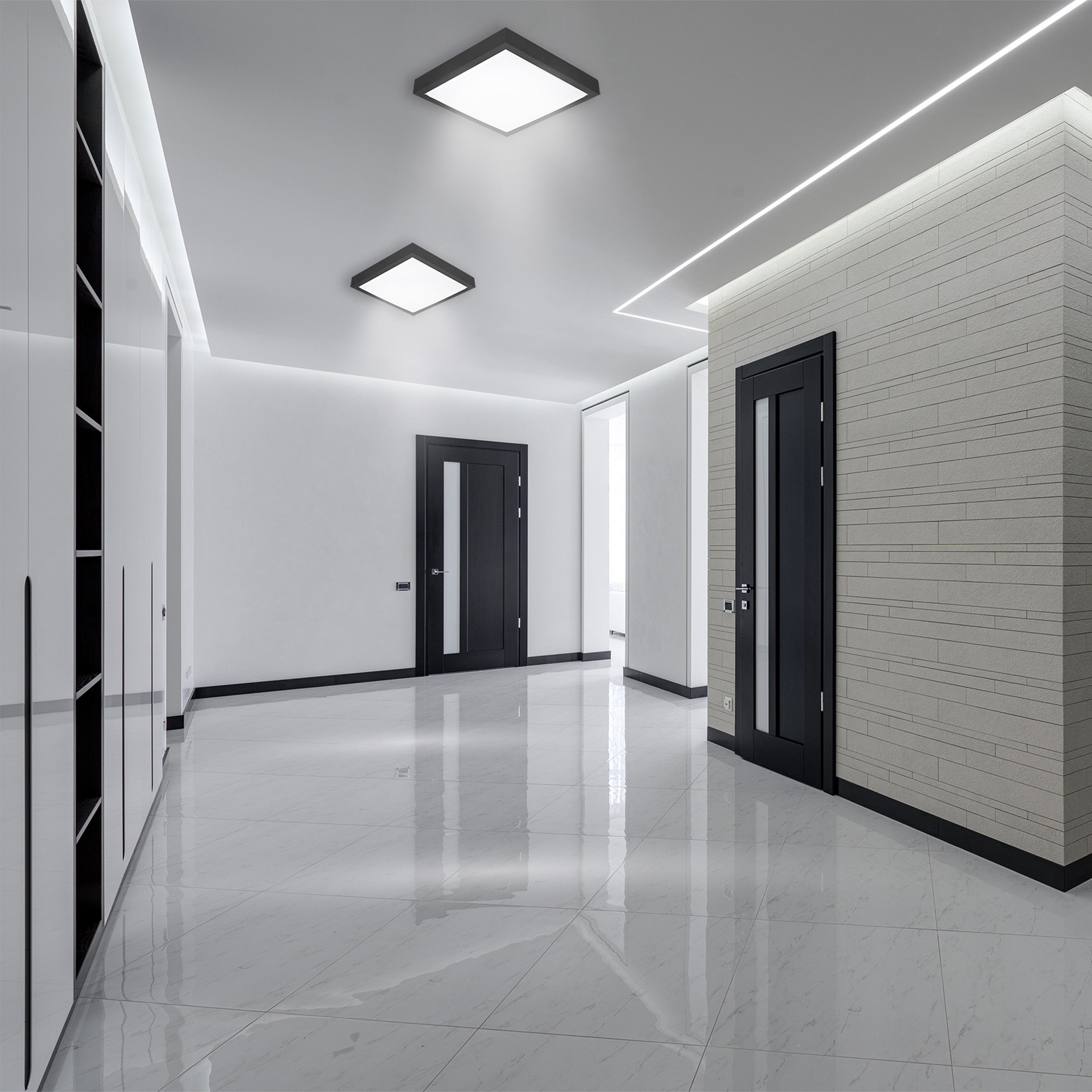 Plafon sufitowy LED 2x E27 Solen 27x27cm IP44 natynkowy kwadratowy czarny oprawa MasterLED - 3