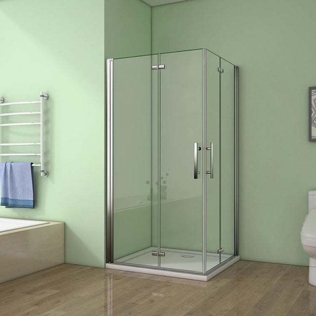 Aica Cabine De Douche 90x90x195cm Verre Anticalcaire Porte Pliante Et Pivotante