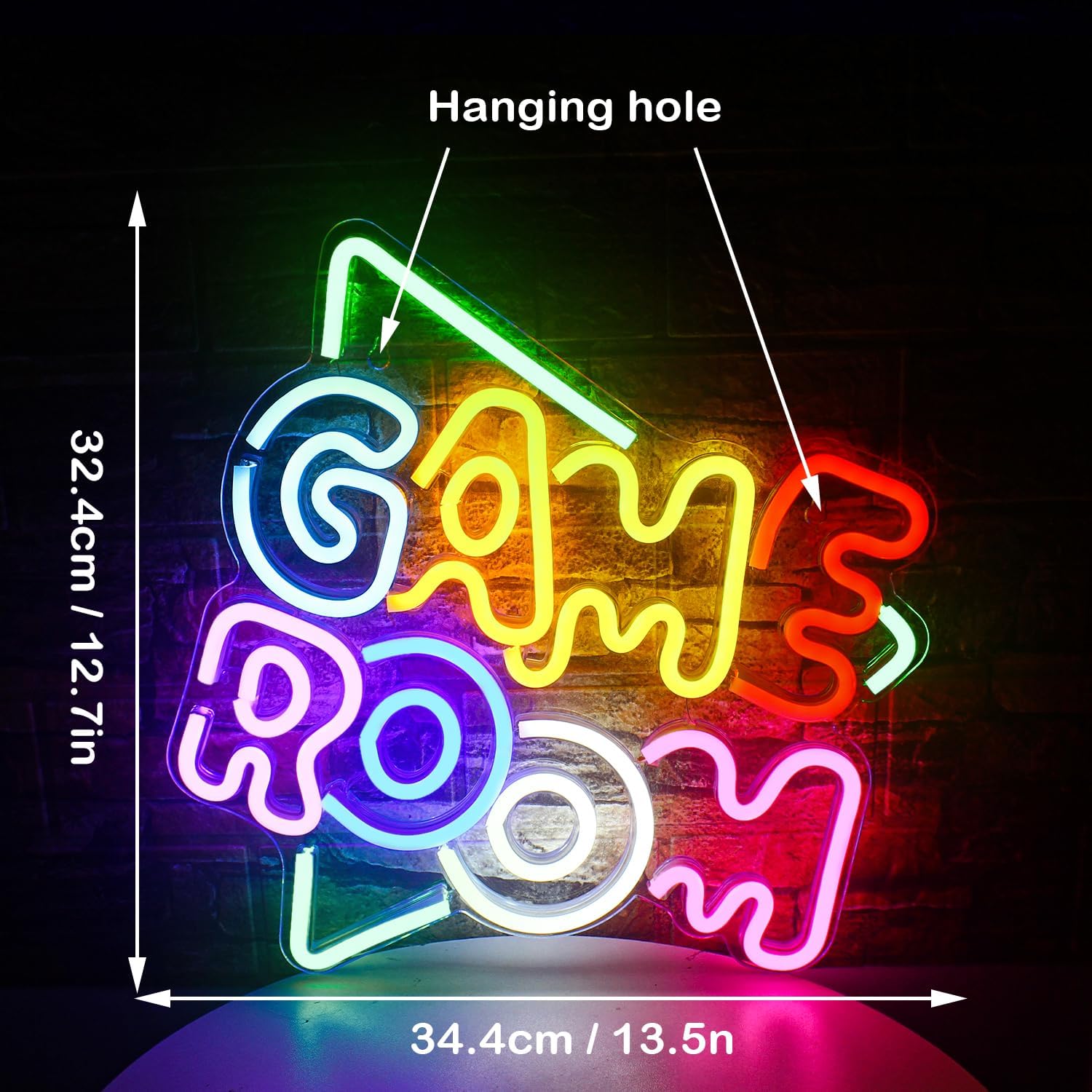 Kolorowy neonowy napis do GAMEROOM, dekoracja ścienna LED Neon, zasilanie przez USB, idealny do sypialni, na ścianę artystyczną, do salonu i baru. - 2