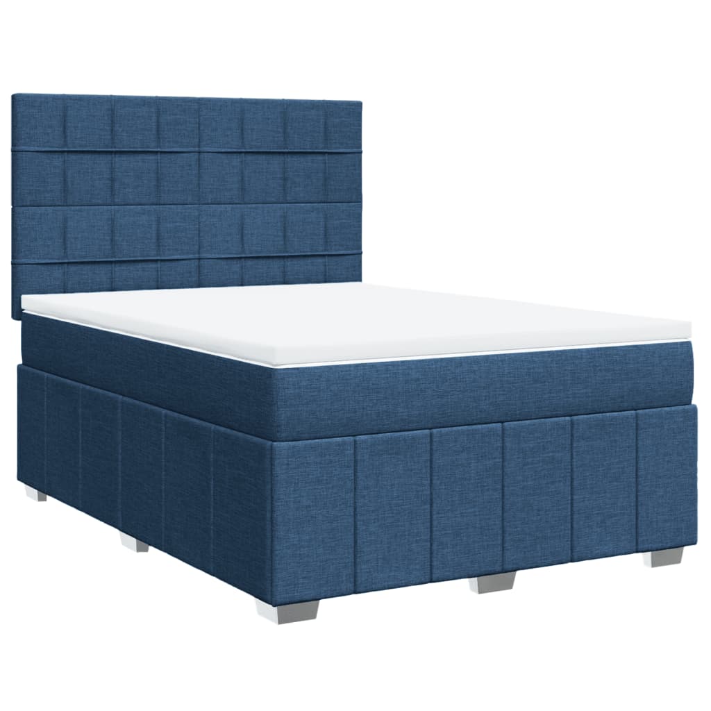 Sommier à lattes de lit avec matelas Bleu 160x200 cm Tissu - 2