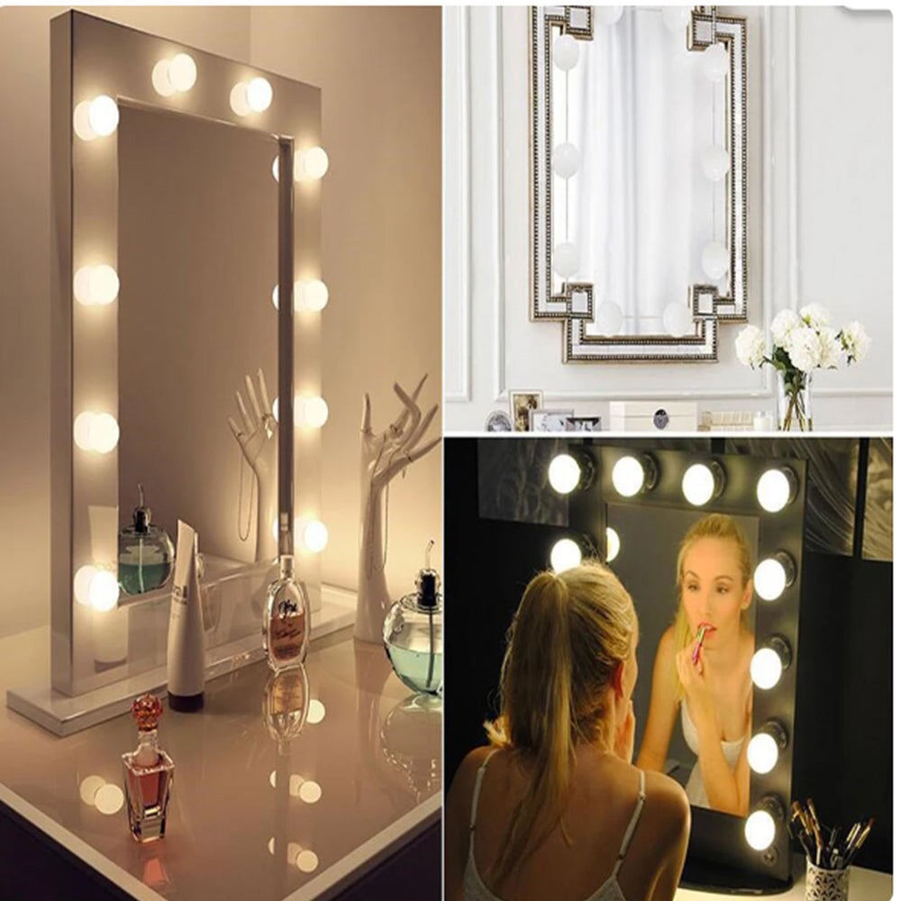 USB miroir variateur de lumière maquillage Table miroir lumière Led chambre décor 10 ampoule Led vanité lumière 3 couleurs - 4