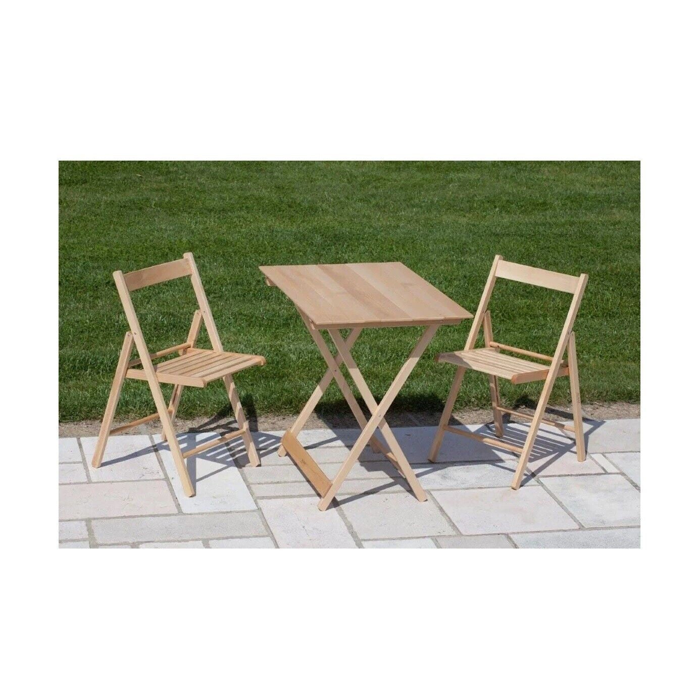 Mesa plegable de madera maciza para picnic, jardín y camping cm100x60 75h - 3