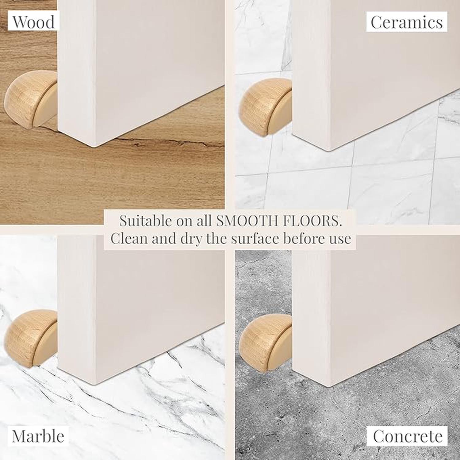 Lot de 6 Butée de Portes - Arrêt de Porte Adhesive en Bois pour Sol et Parquet – Stop Porte Adhésif - Butoir de Porte (Hetre Naturel) - 4