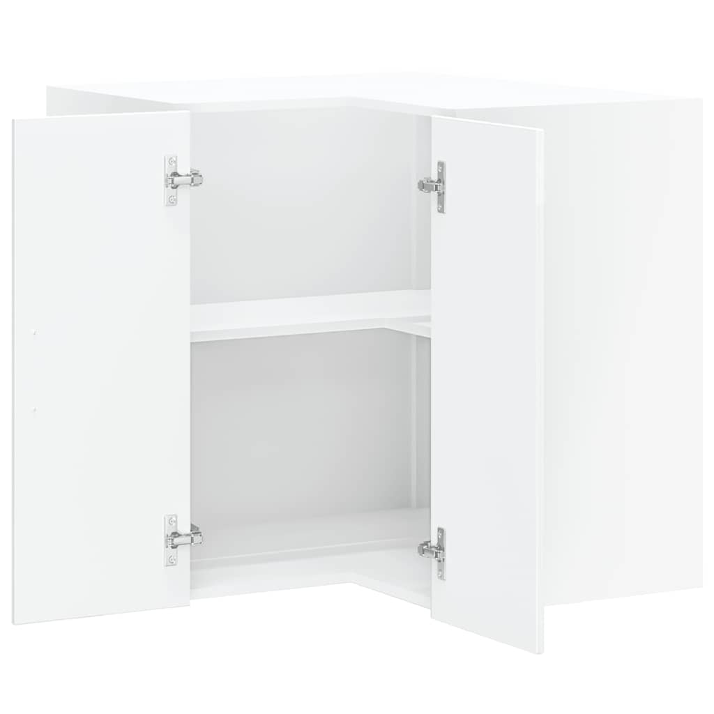 Armoire Murale D’Angle Cuisine VidaXL – Blanc Brillant 57x57x60 Cm | Rangement Étage Supérieur, Bois Ingénierie