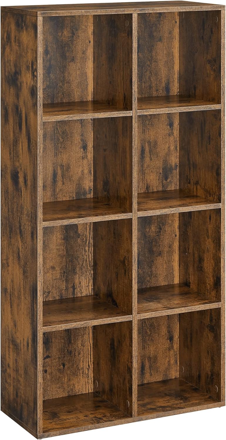 Bibliothèque Arbre VASAGLE 8 Compartiments - 140 Cm, Marron Rustique, Rangement Salon/bureau