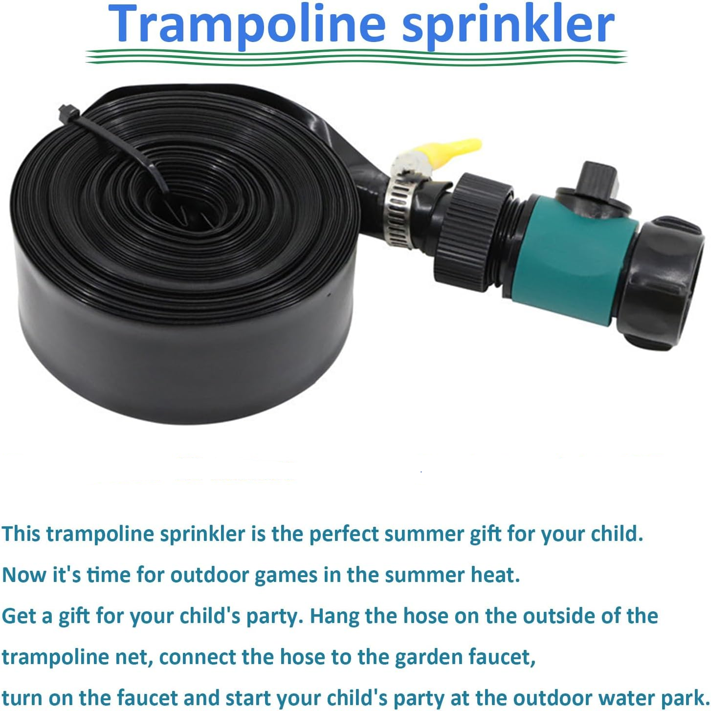 Arroseur de trampoline à monter soi-même, idéal pour s'amuser en plein air dans le jardin et se rafraîchir - 8 m * Bleu - 4