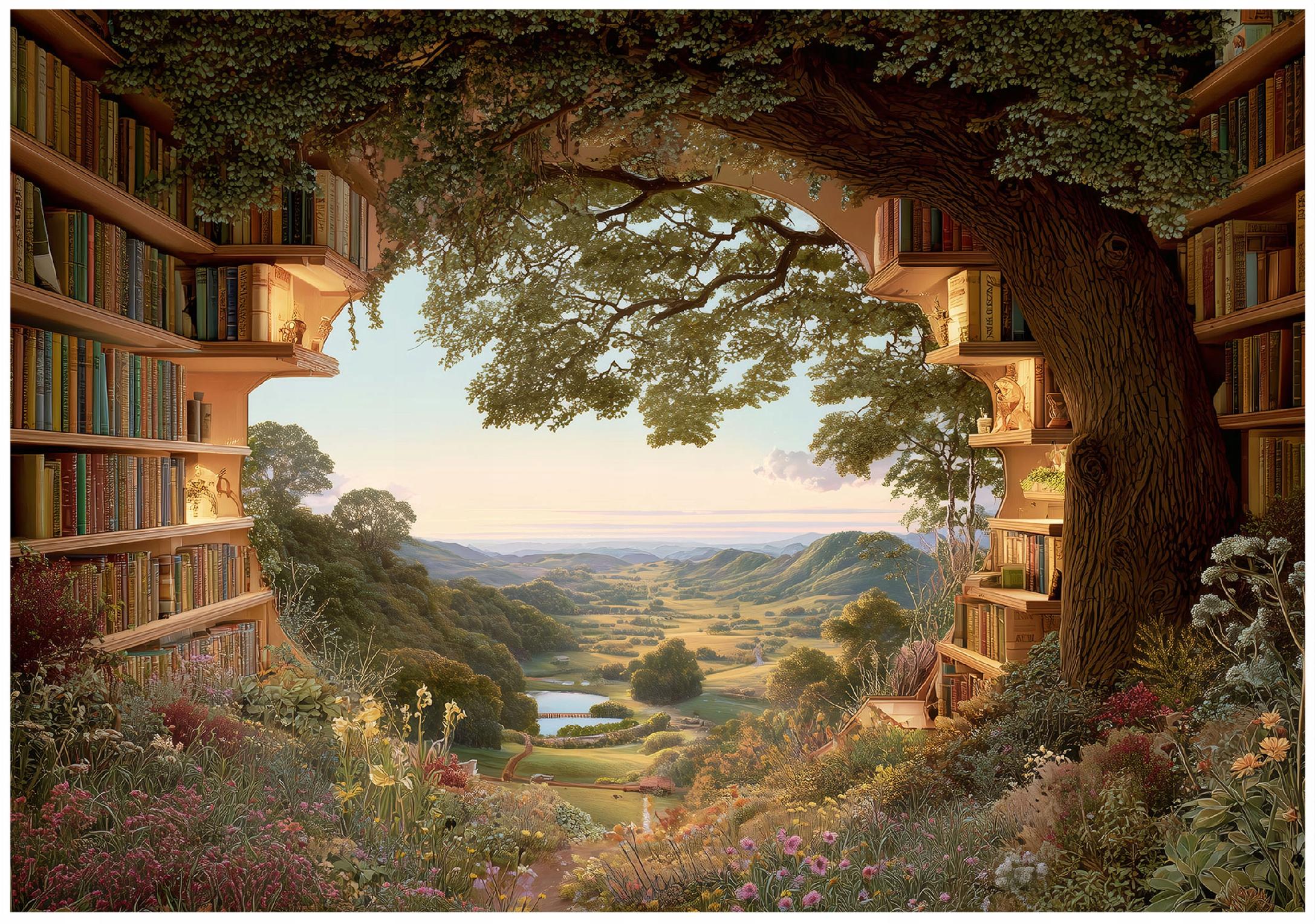 Fototapeta 3D Biblioteka Las 300x210 cm Tapeta Do Sypialni Salonu Kuchni Na Flizelinie
