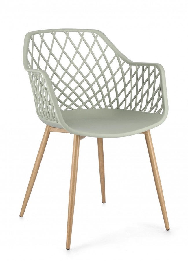 Zestaw 6 krzeseł do jadalni ze stali i zielonego polipropylenu