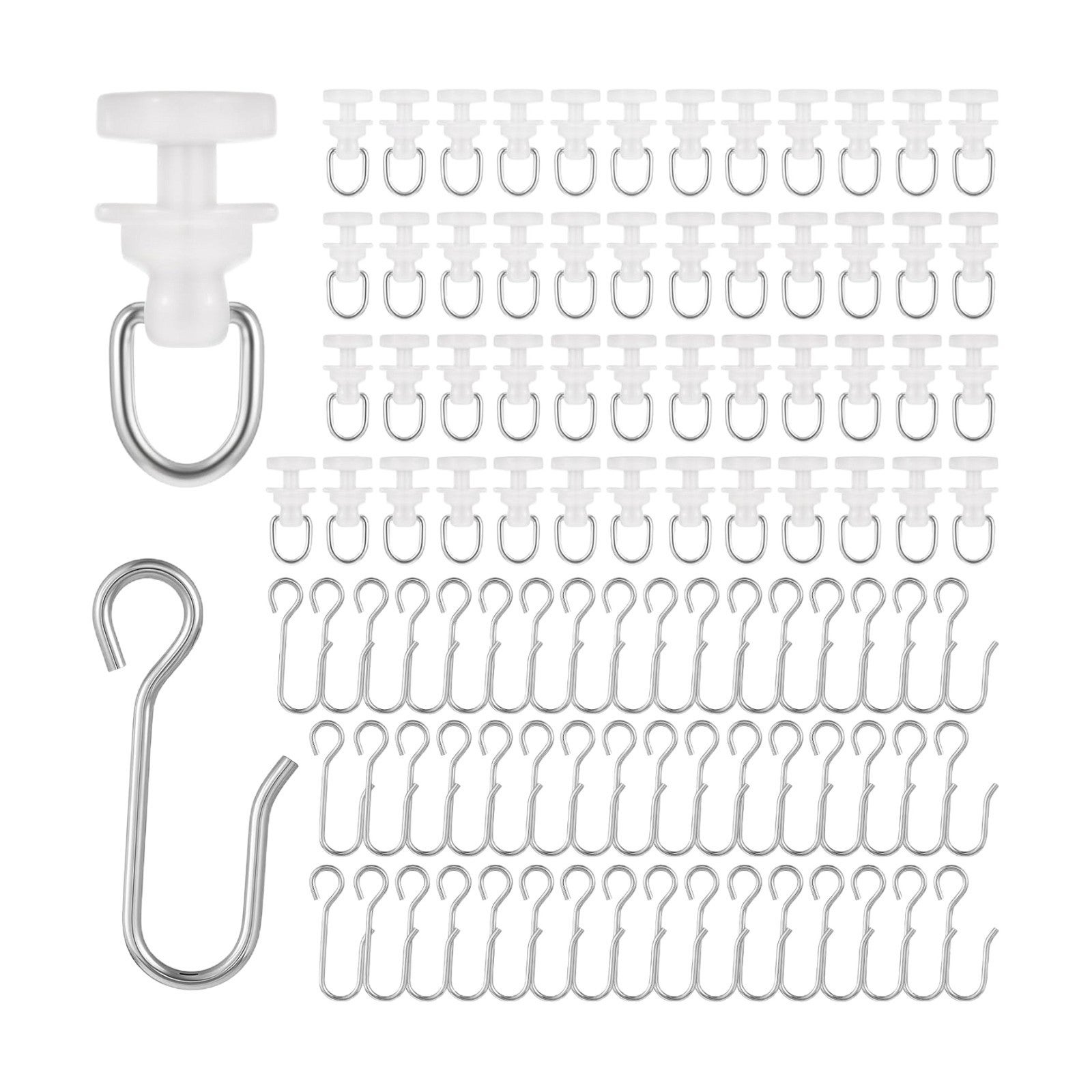 Raumhero Lot De 100 Crochets Rideaux + 6 Stoppeurs – 8 Mm Standard, Fabriqués En Allemagne, Silencieux Et Durables