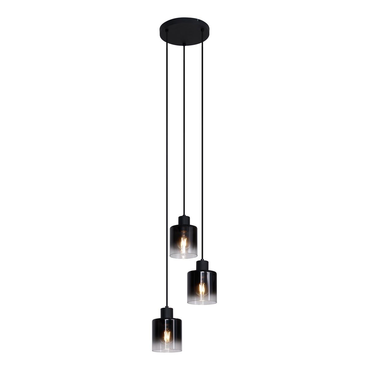 Qazqa nowoczesny lampa wisząca z kloszem (3 punkty) - Dame - czarny, okrągły, max. 15w, e27, z 3 punktami świetlnymi, 30cm