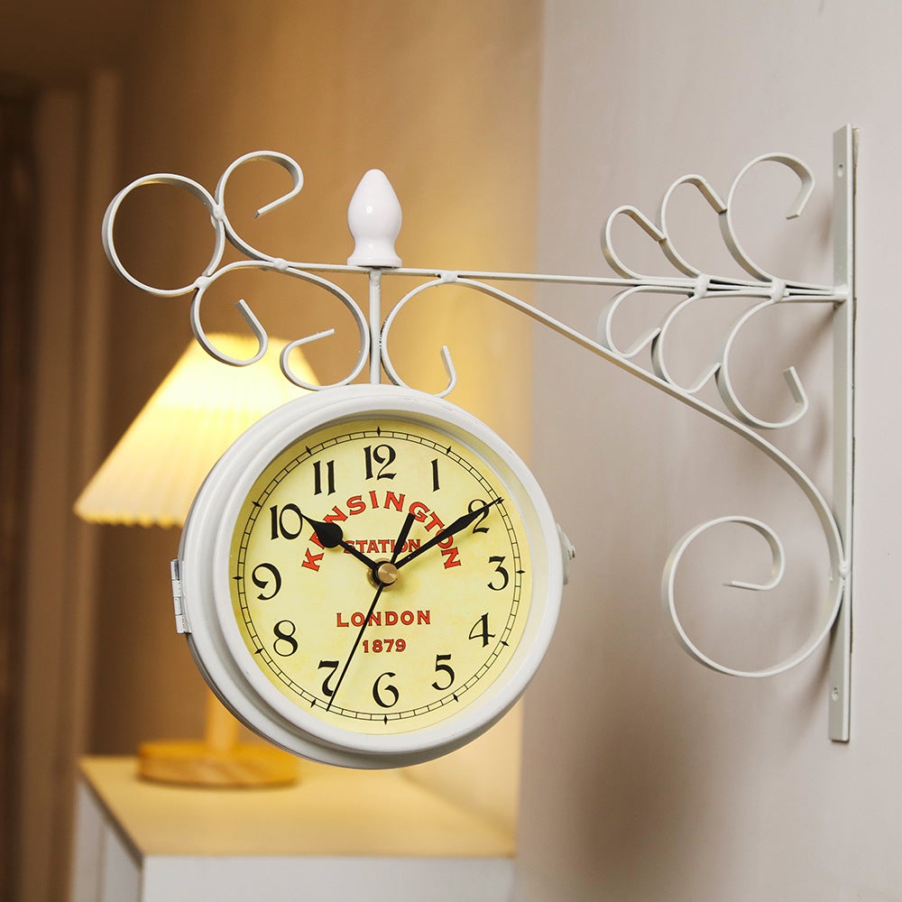 Grande Horloge d'Usine Industrielle Double Face en Bakélite de