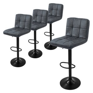 HOOBRO Lot De 2 Tabourets De Bar Avec Dossier - Chaises Hautes Rembourrées PU Marron Rustique Et Noir