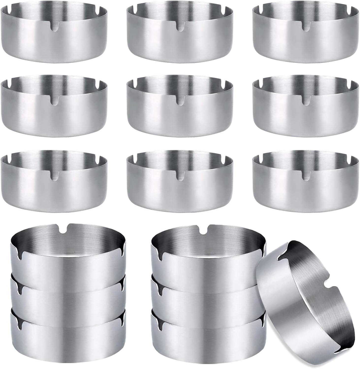 16 szt. popielniczek ze stali nierdzewnej do użytku wewnątrz pomieszczeń – 8 cm – do biura, baru, restauracji, hotelu, kawiarni, KTV