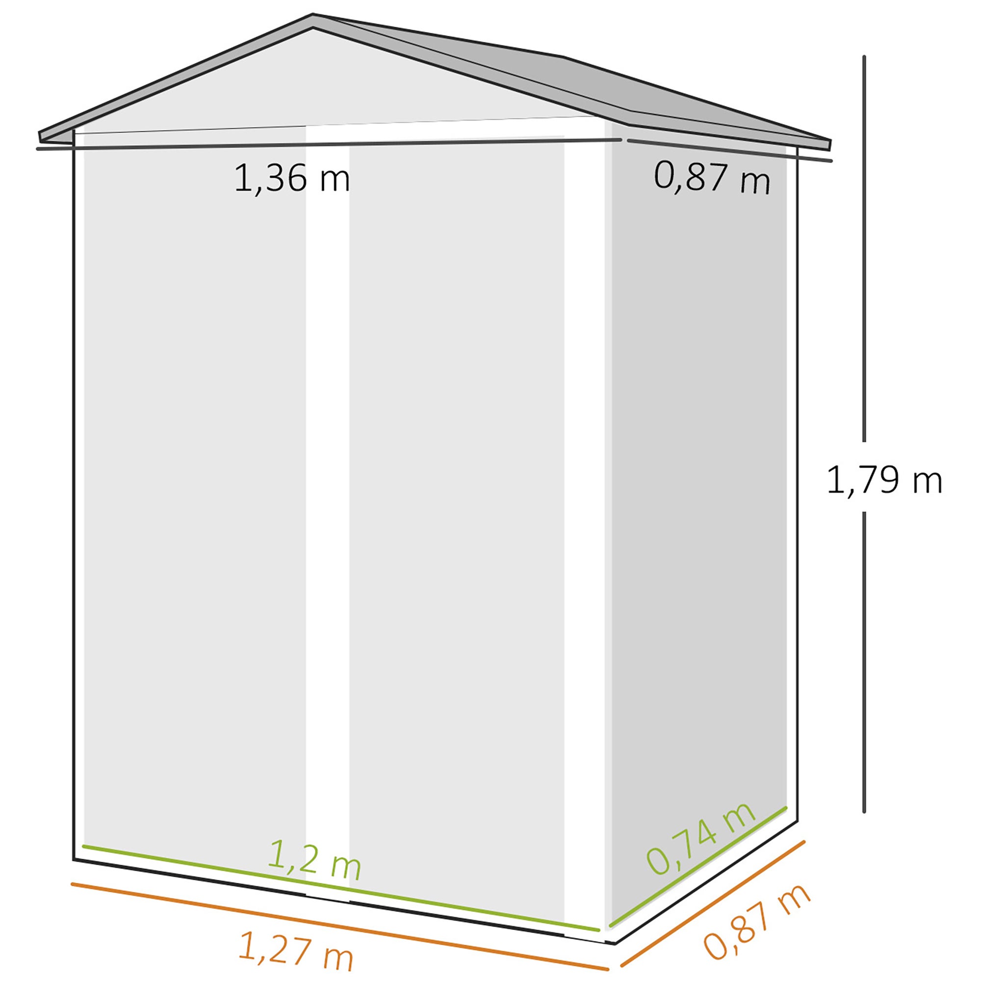 Caseta de Jardín Outsunny Acero Galvanizado Marrón 136x87x179 cm - 3