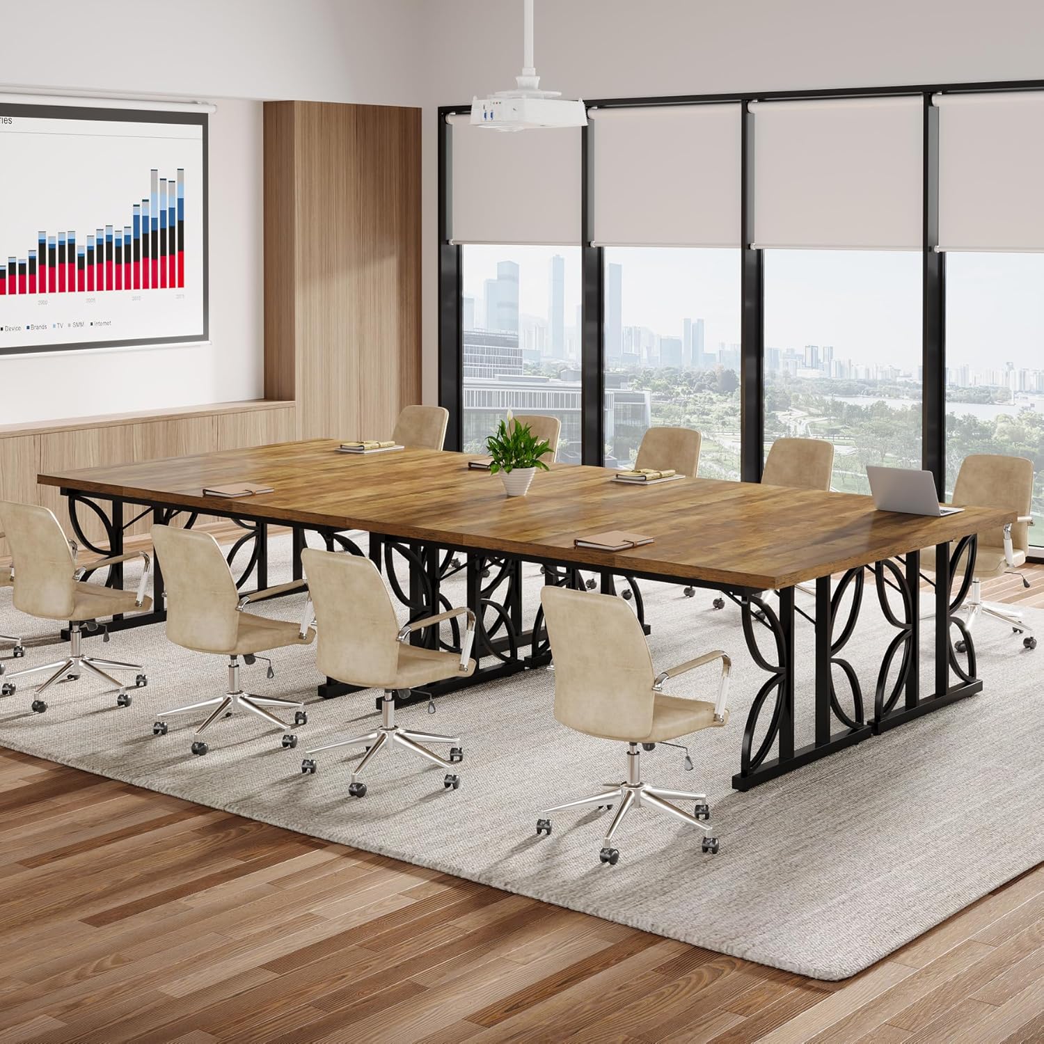 Tribesigns Bureau Table d'ordinateur, 180 x 80 x 75 cm,Table de salle à manger avec structure métallique pour bureau à domicile, blanc & or - 4