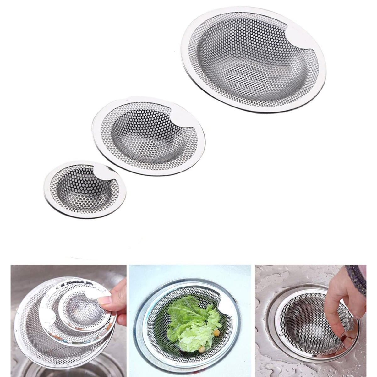 Lot de 3 crépines d'évier en acier inoxydable, petites crépines idéales ...