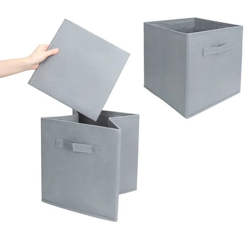 Cubes de rangement en tissu non tissé avec poignées, organisateurs de placard pour étagères, pliables, pour vêtements, 27 x 27 x 28 cm, jaune - 4