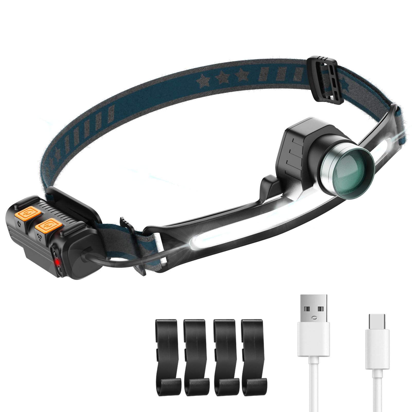 Lampe Frontale Rechargeable 1000 Lumens - Capteur De Mouvement, 7 Modes, COB, Base Magnétique - Pour Running, Vélo - 4