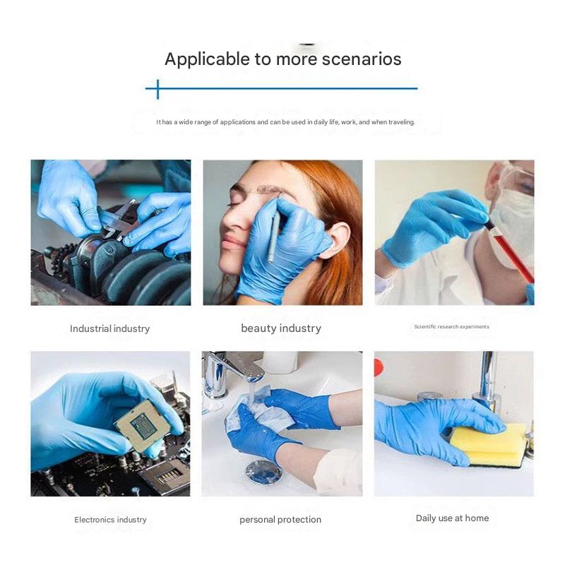 Gants jetables en nitrile, 100 gants par paquet, adaptés à des secteurs tels que la peinture, le nettoyage et les soins aux animaux. - 7