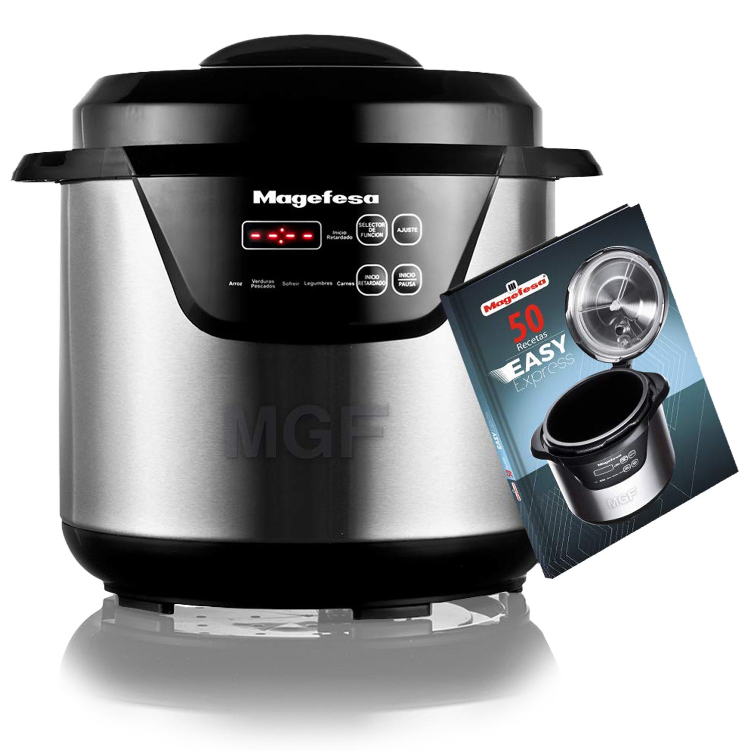 Magefesa  Easy Express, Olla Express Programable Eléctrica Multifunción De 4L, 800W, Recipiente Extraíble Antiadherente, 6 Funciones Diferentes , Leroy Merlin