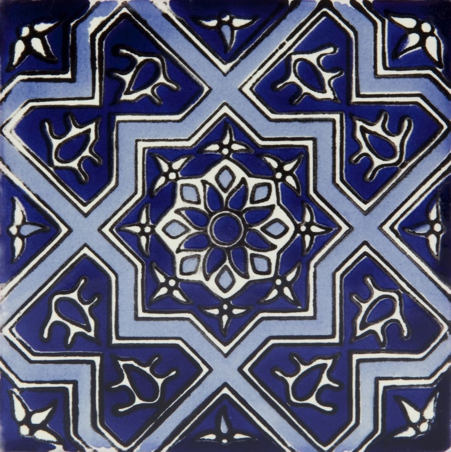 30 Carreaux Muraux Mexicains Talavera Bleus Peints à La Main - 10,5 Cm (Neufs)