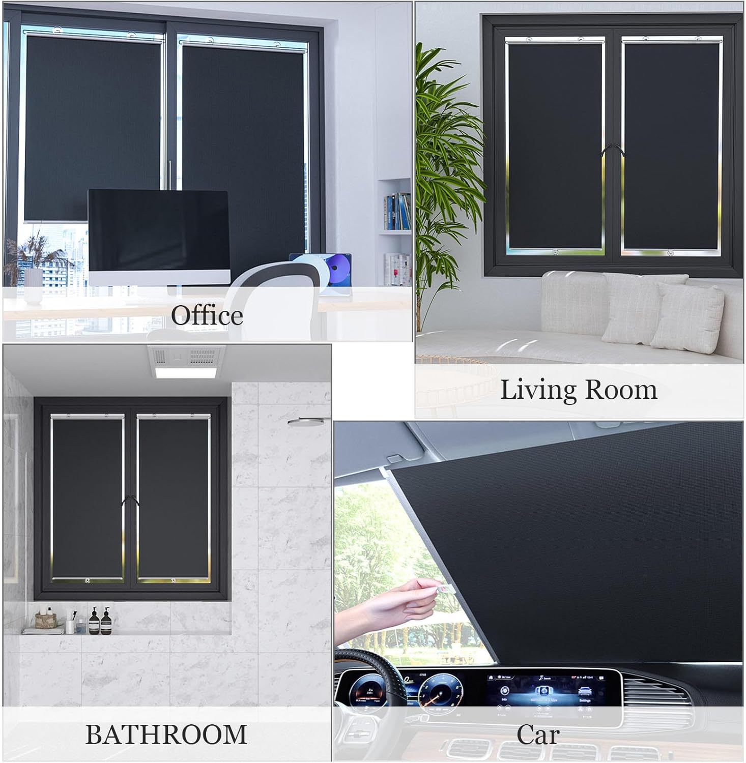 Roleta przyssawkowa - zwijana osłona przeciwsłoneczna - zaciemniająca, chroniąca przed słońcem - zasłona zapewniająca prywatność - czarna, 40 x 125 cm - 5