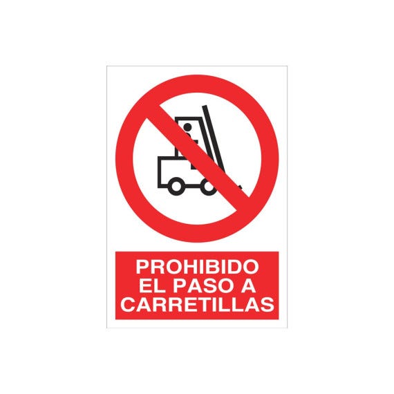 Señal de Prohibido el paso a carretillas (texto y pictograma ...